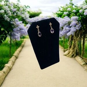 Gold-Tone Amethyst Drop Earrings - Purple